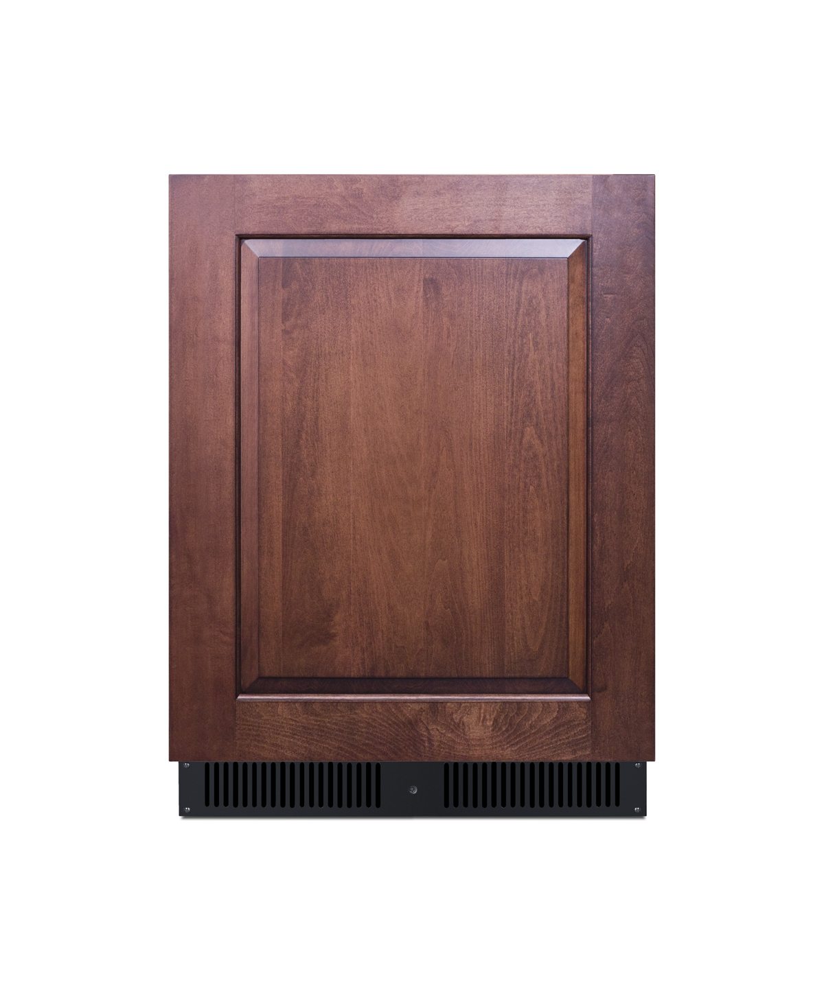 Built-in undercounter ADA compliant all-refrigerator with panel-ready door, black cabinet, door storage, and digital controls